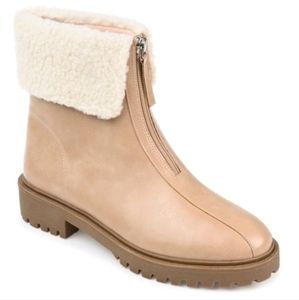 Journee Collection Womens Fynn Almond Toe Block Heel Ankle Booties, Tan 9.5